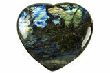 Flashy Polished Labradorite Heart - Madagascar #327250-1